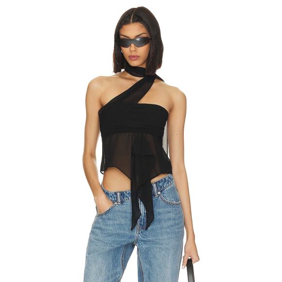 Guizio Chiffon Wrap Around Top Black - M - Picture 6 of 7